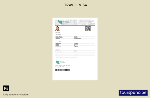 listo para imprimir la visa electrónica de Irán en plantilla de Word y PDF